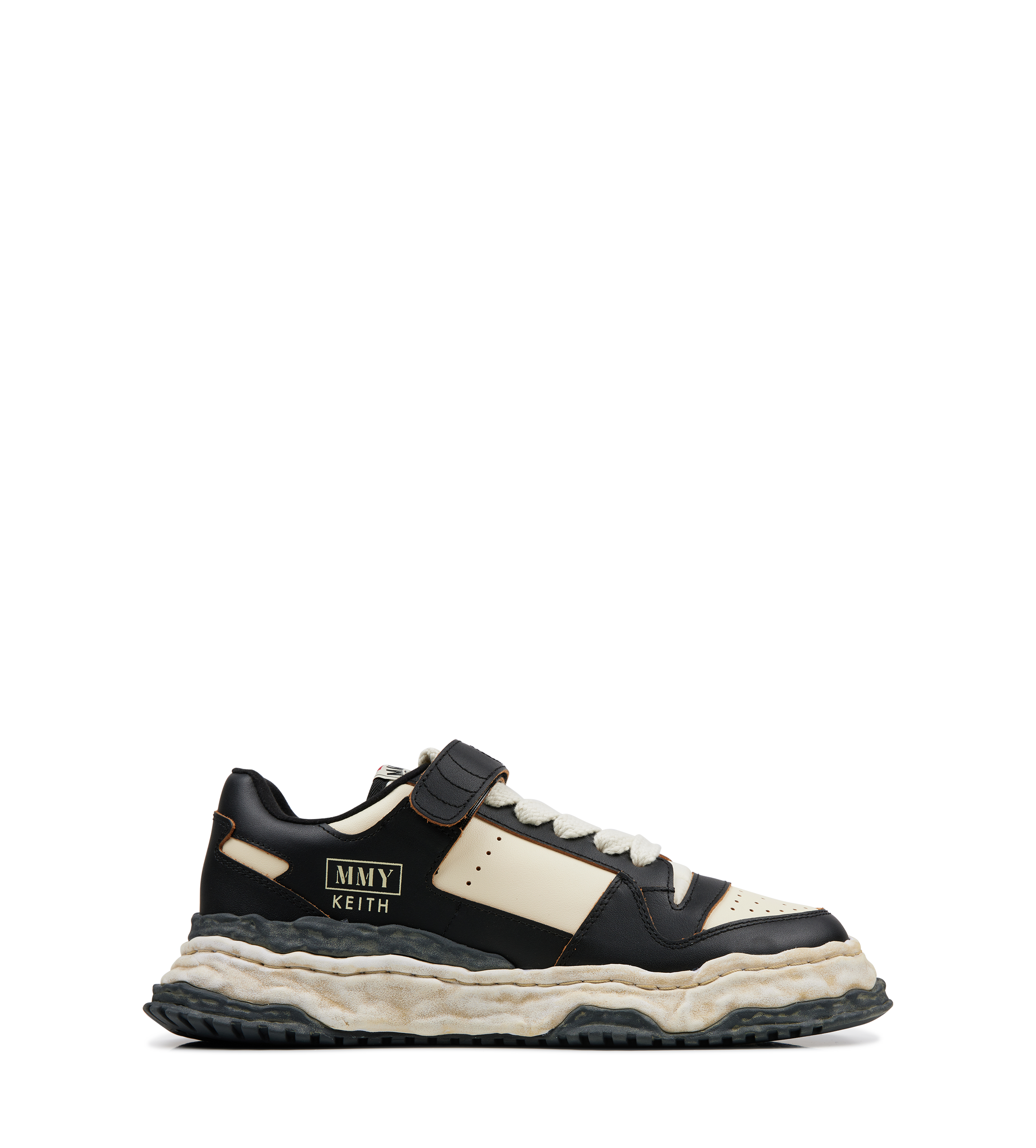 Keith Vintage Leather Low Top Sneaker  Black/White