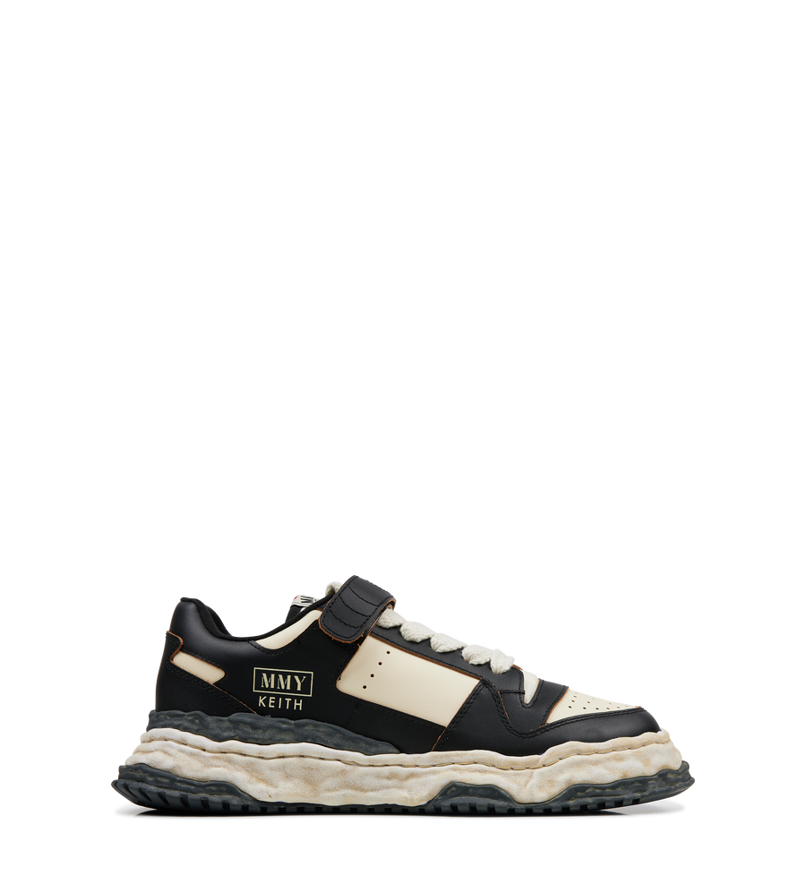 Keith Vintage Leather Low Top Sneaker  Black/White