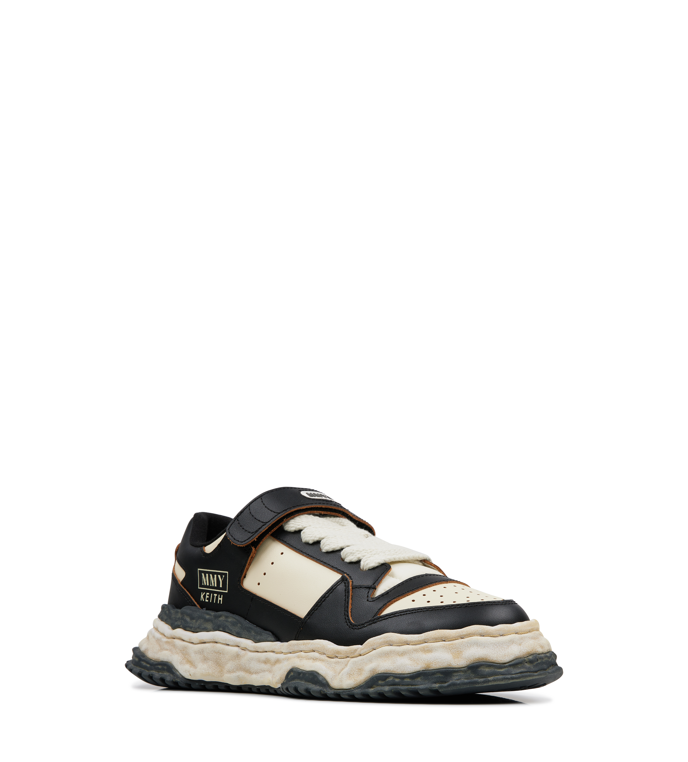 Keith Vintage Leather Low Top Sneaker  Black/White