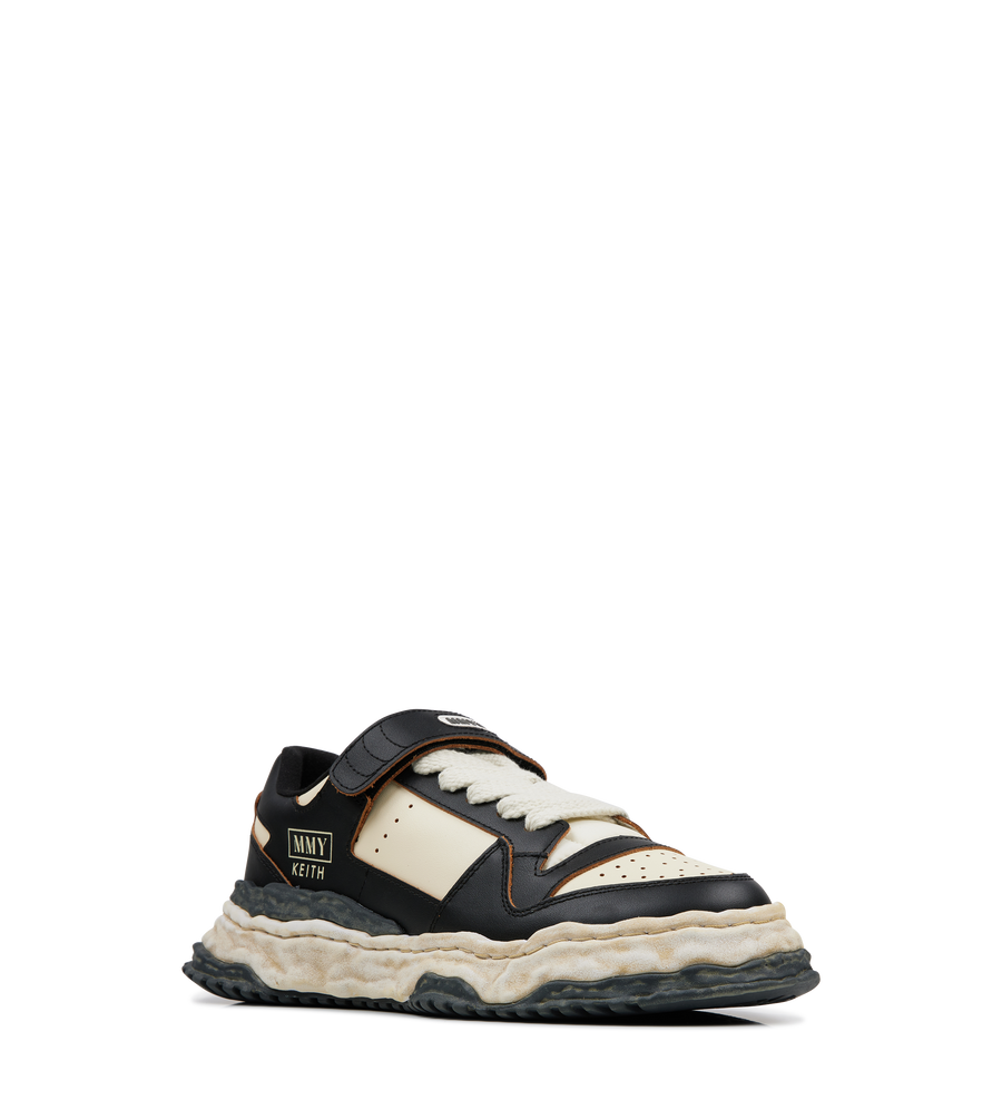 Keith Vintage Leather Low Top Sneaker  Black/White