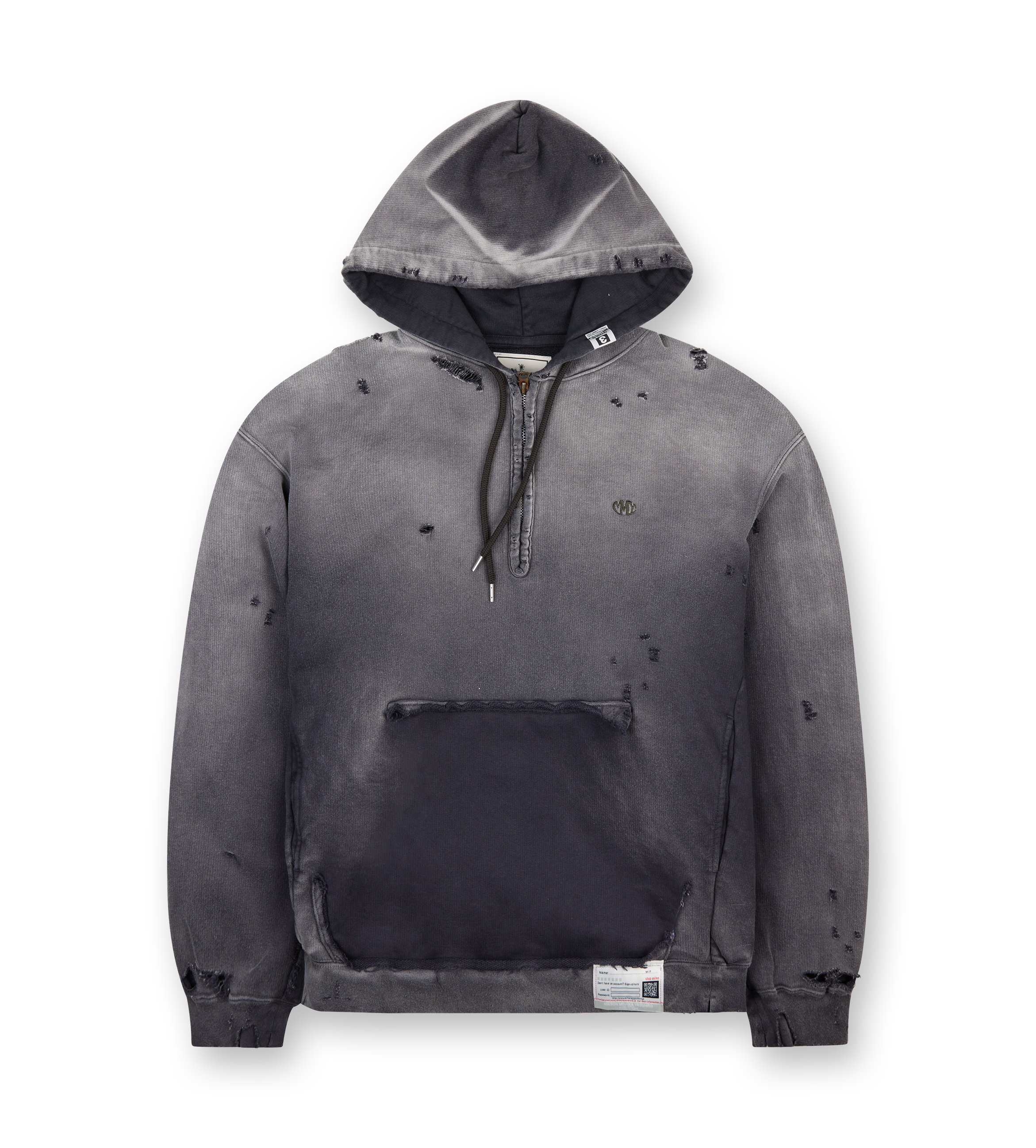 Sun Faded Half Zip Hoodie  Black