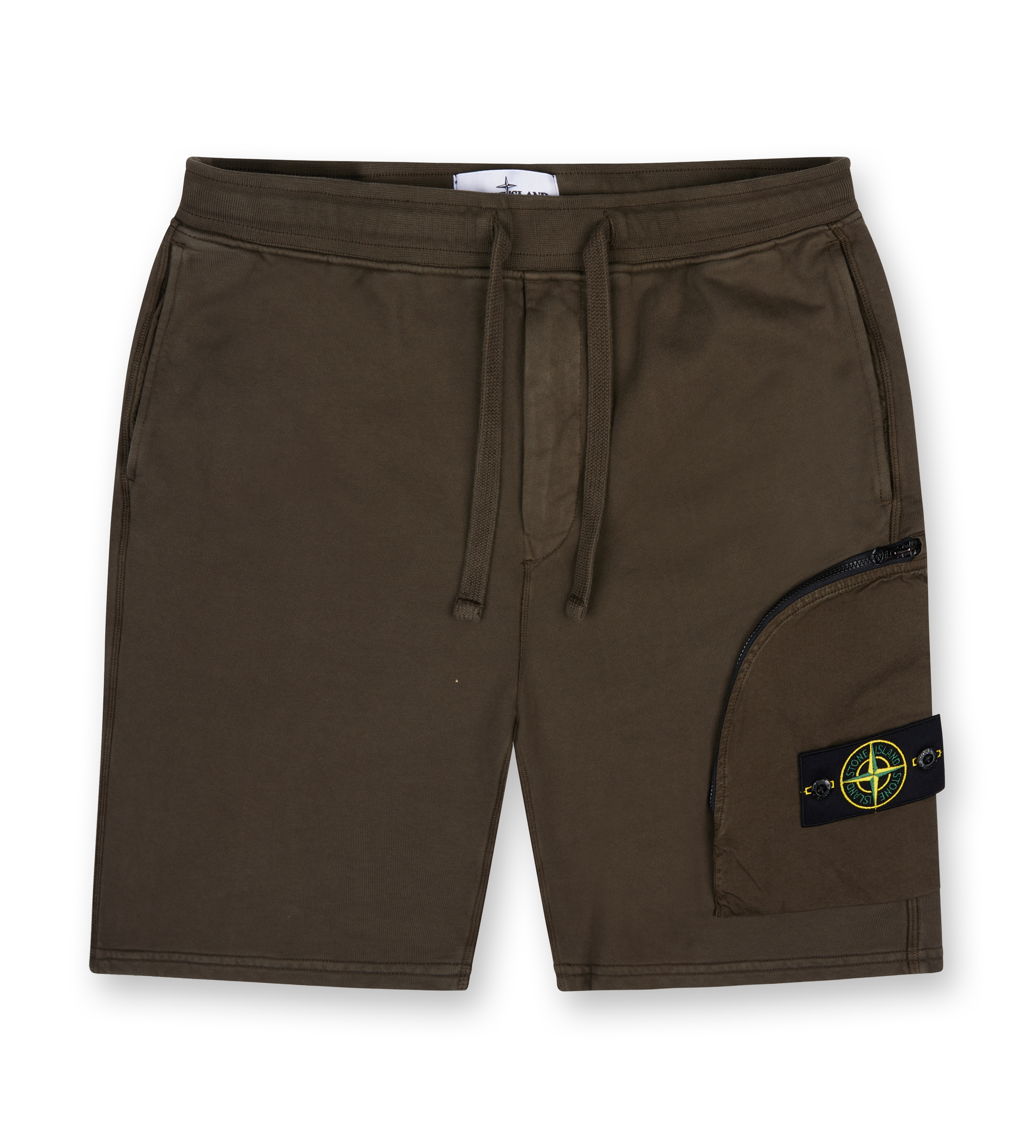 Cargo bermuda shorts with pockets and ribbing - Military Green