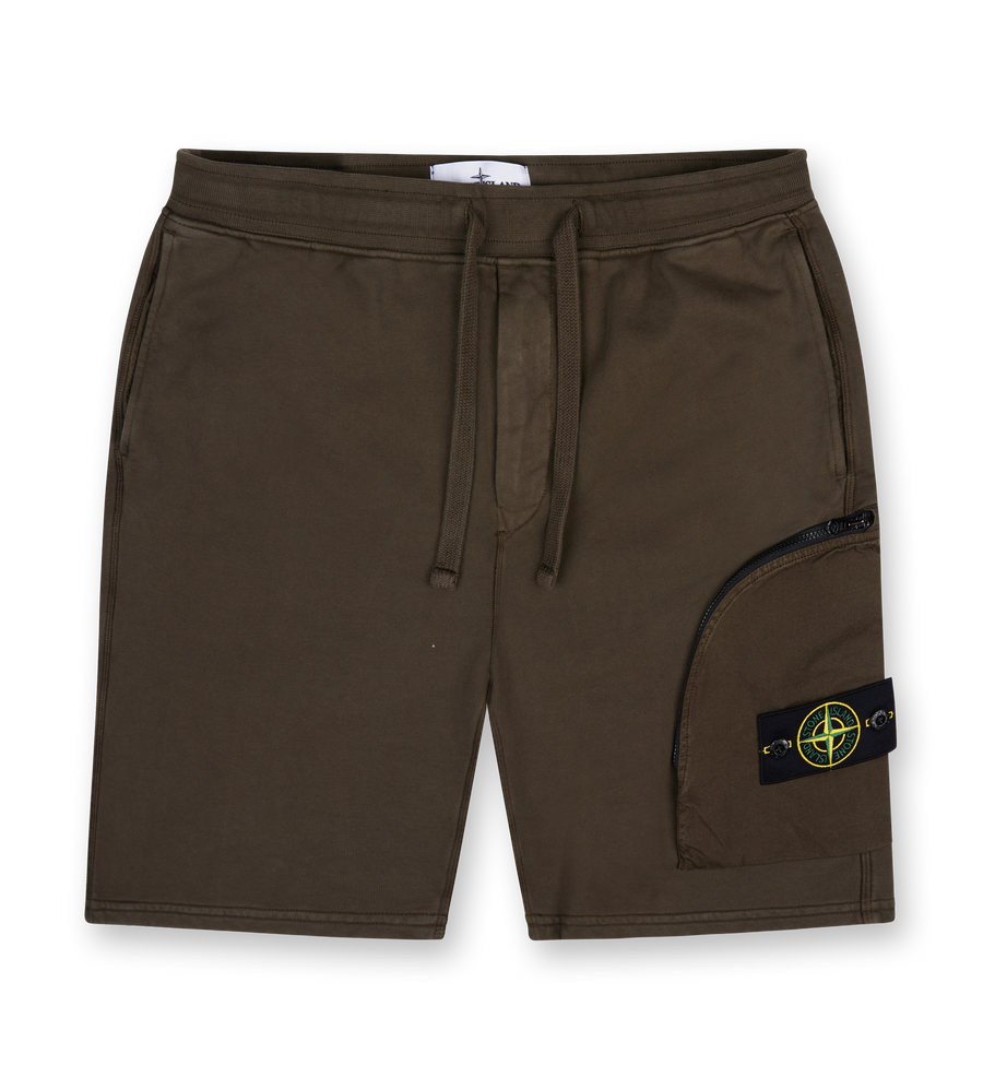 Cargo bermuda shorts with pockets and ribbing - Military Green