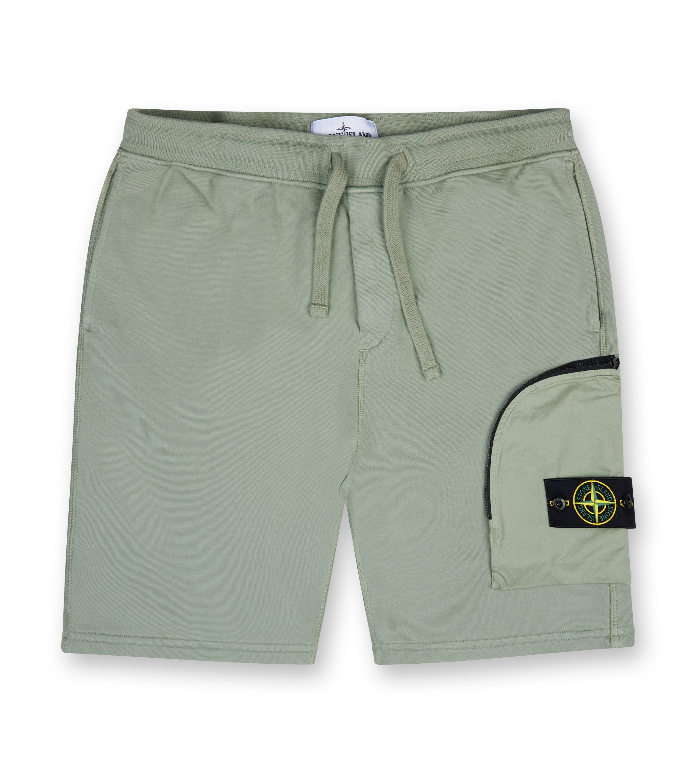 Cargo bermuda shorts with pockets and ribbing - Sage