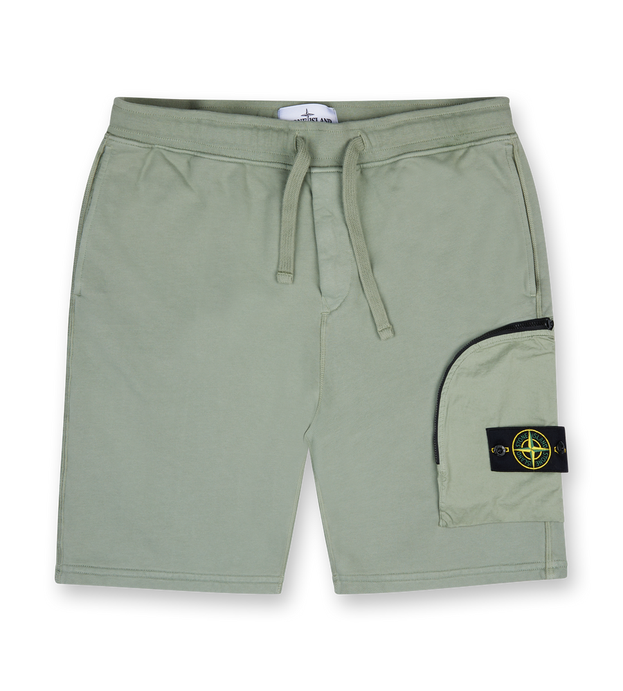 Cargo bermuda shorts with pockets and ribbing - Sage