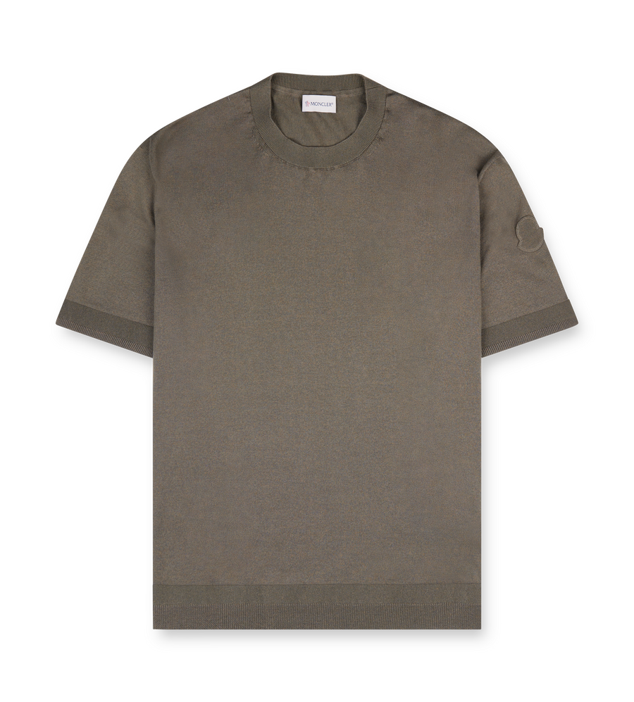 Taupe Silk & Cotton Knit T-Shirt
