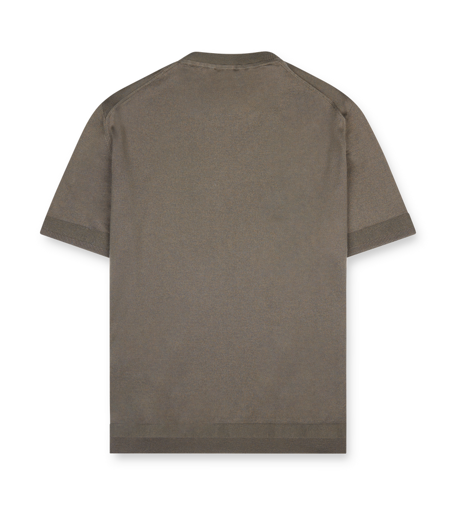 Taupe Silk & Cotton Knit T-Shirt