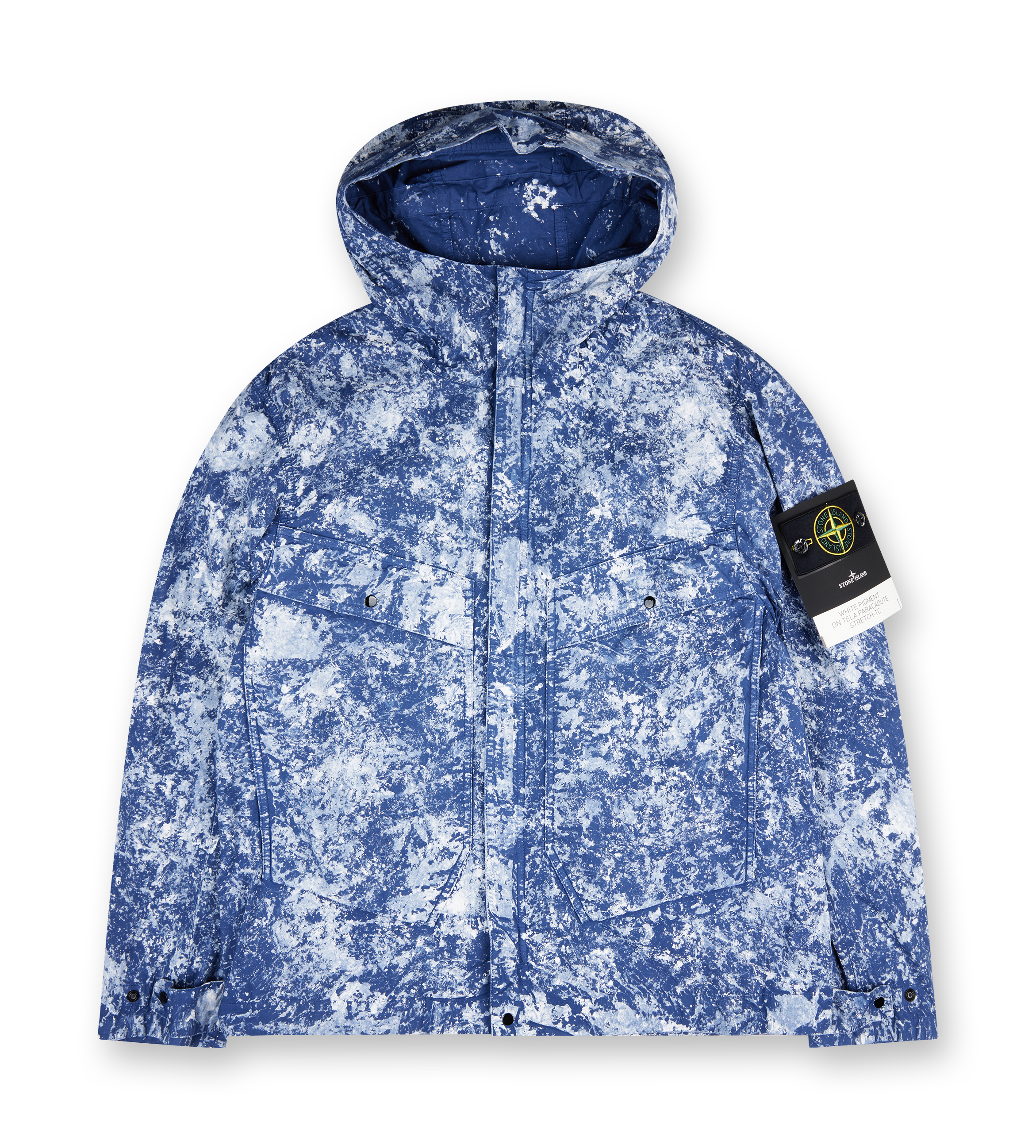 Hooded jacket with all-over motif and anti-drop