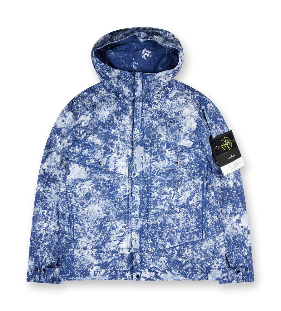 Hooded jacket with all-over motif and anti-drop
