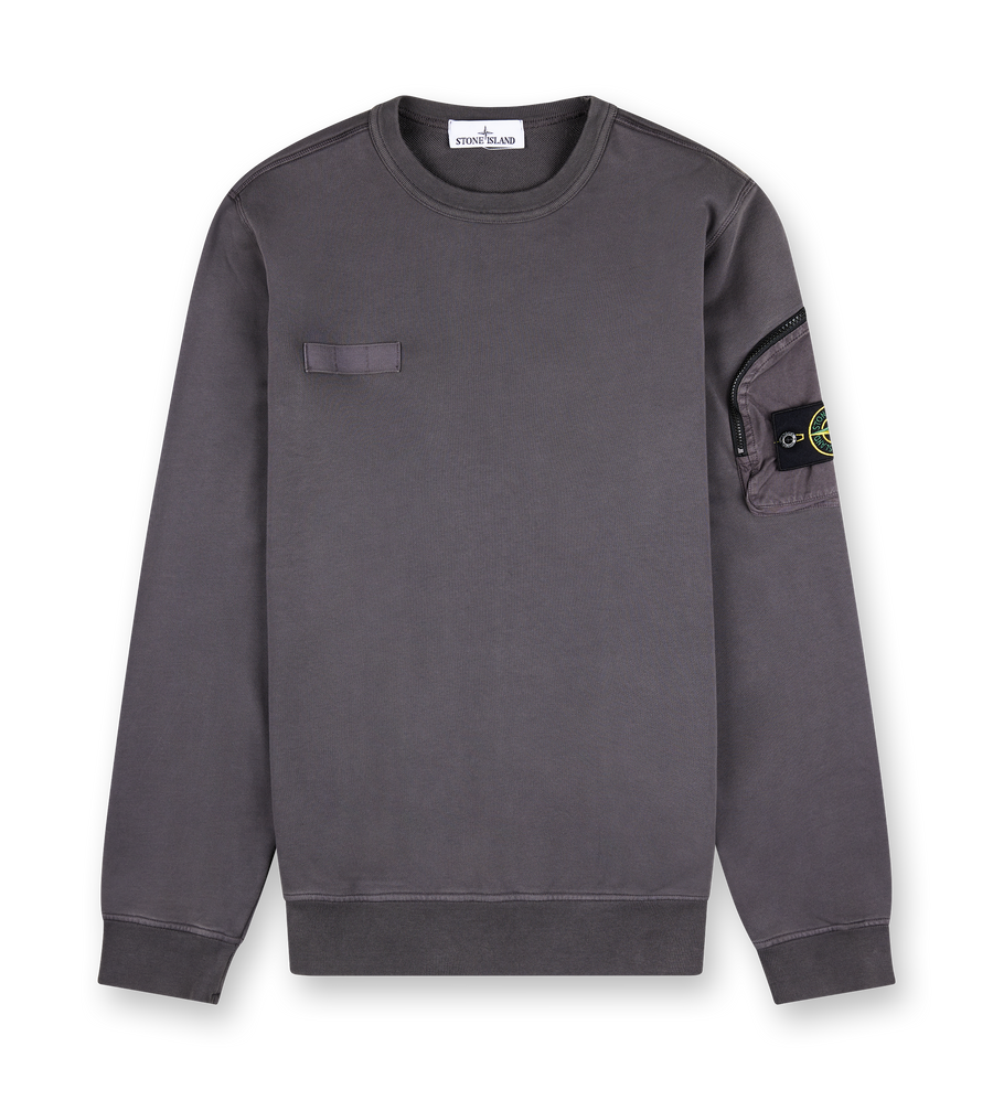 Crewneck Sweatshirt With Zip Sleeve Charcoal