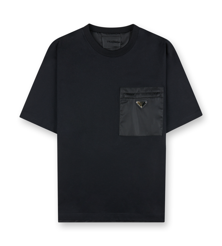 Prada T-shirt van nylon en jersey in zwart
