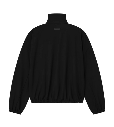 Wool Ripstop Half Zip Track Jacket in Black