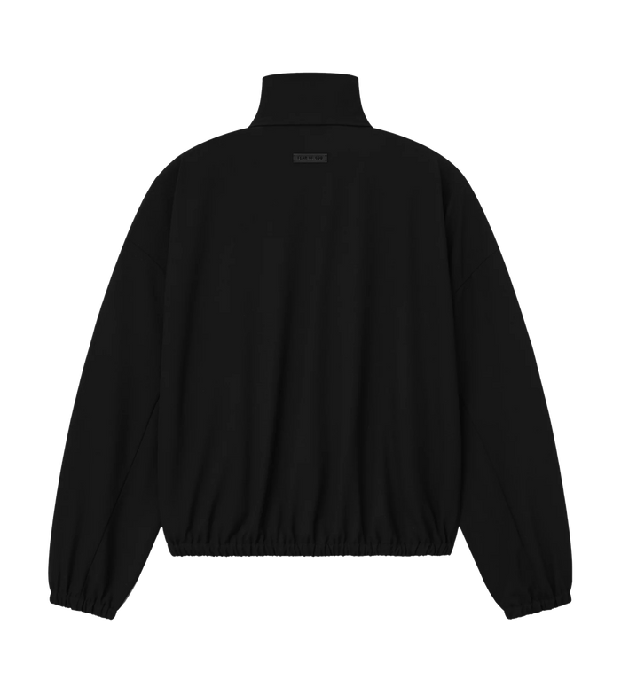 Wool Ripstop Half Zip Track Jacket in Black