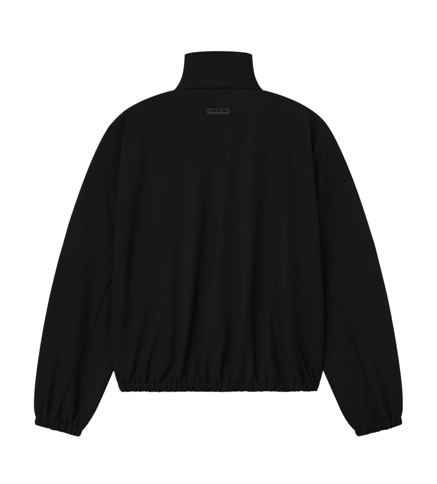Wool Ripstop Half Zip Track Jacket in Black