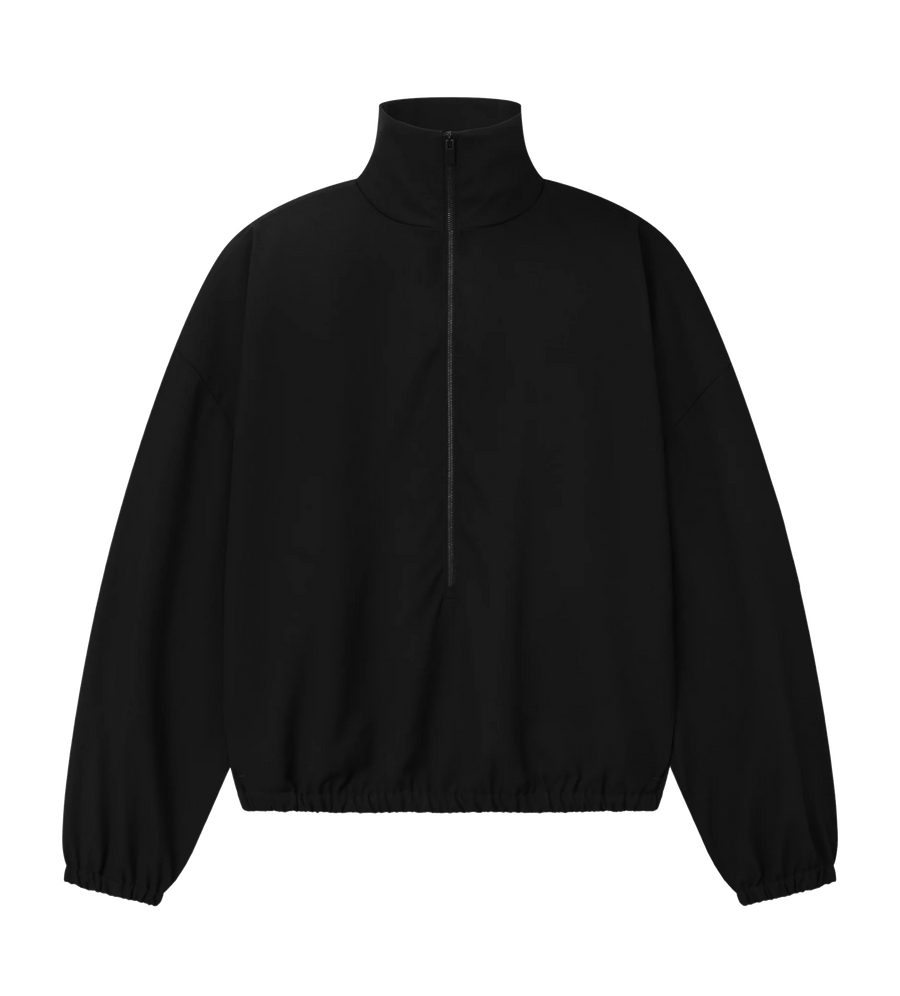 Wool Ripstop Half Zip Track Jacket in Black