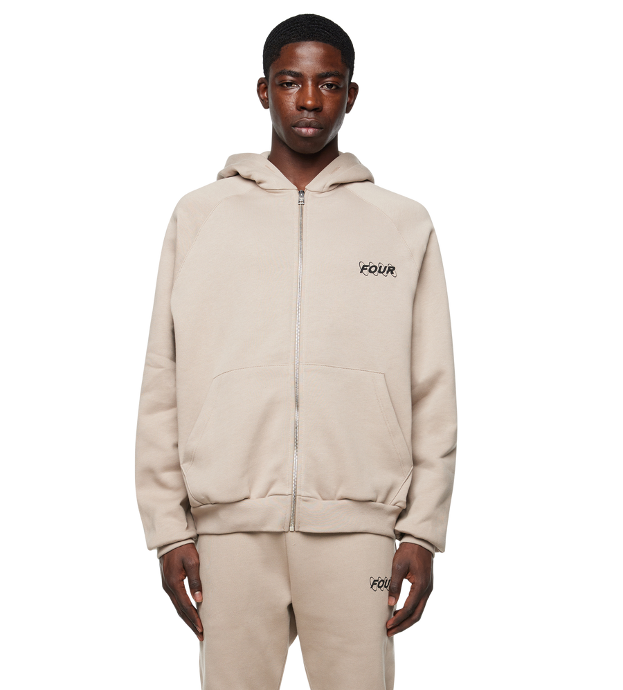 Vest met rits en cirkelslogo, vintage kaki