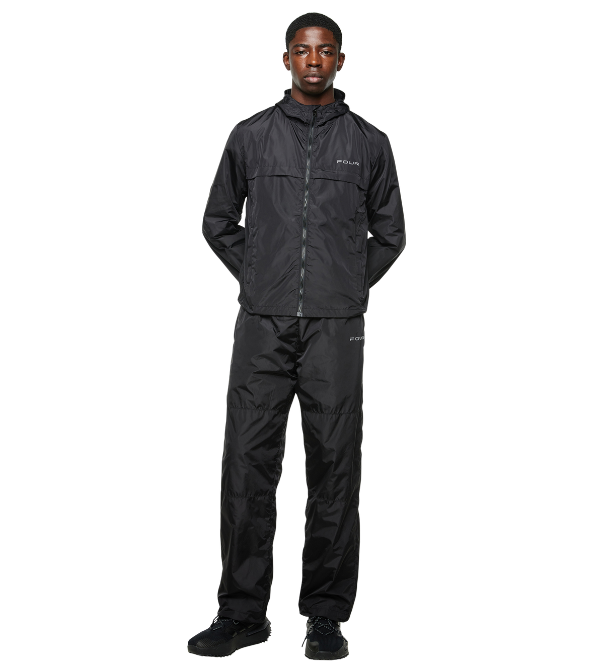 Sport Windbreaker Nylon Jacket Black