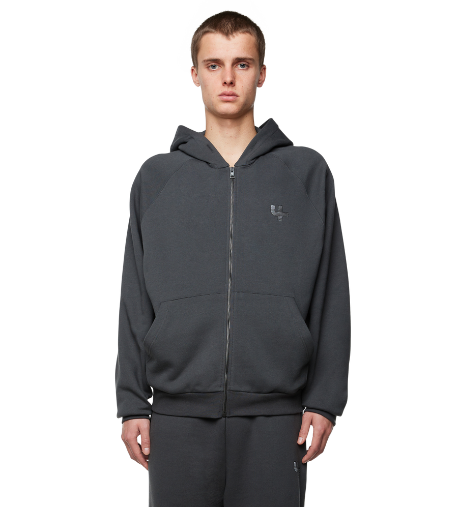 Outline-logo vest met ritssluiting, zwart zand