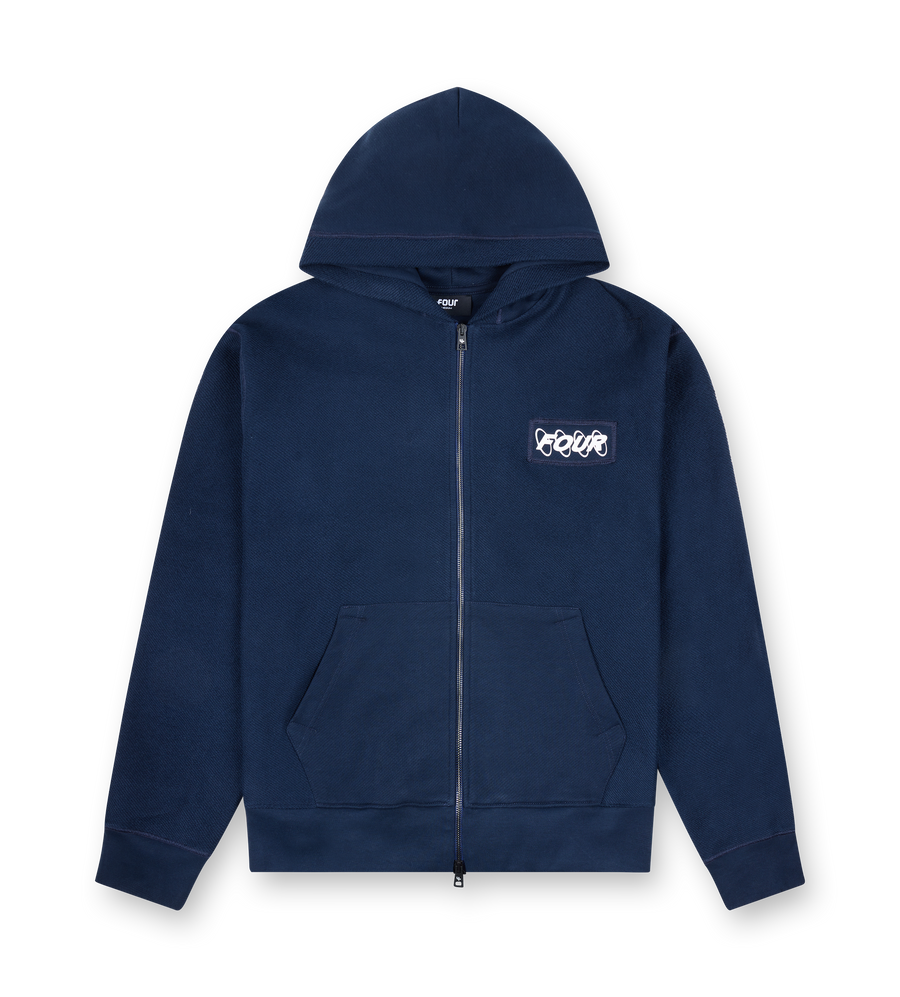 Circles Inside Out Zip Up Hoodie Marine Blue