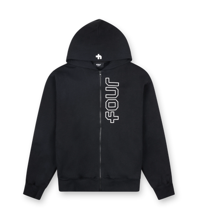 Outline Zip Up Hoodie Black