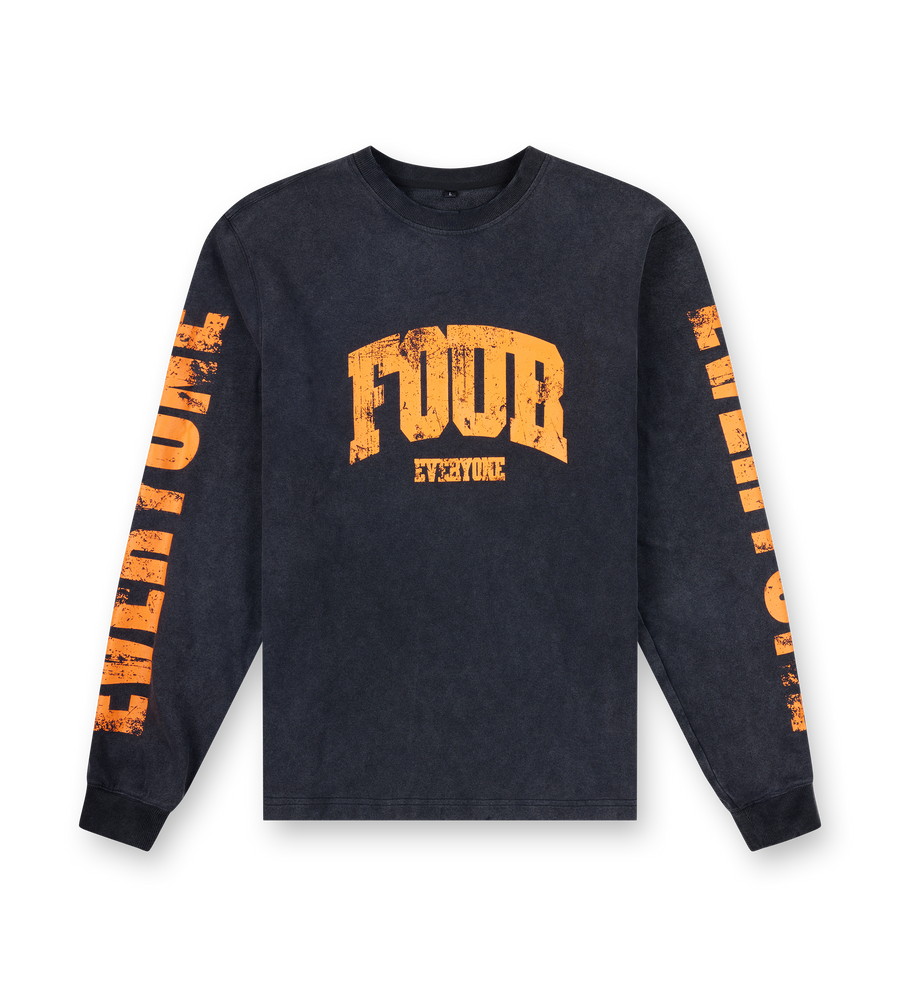 Four Everyone Longsleeve Washed Black/ Orange