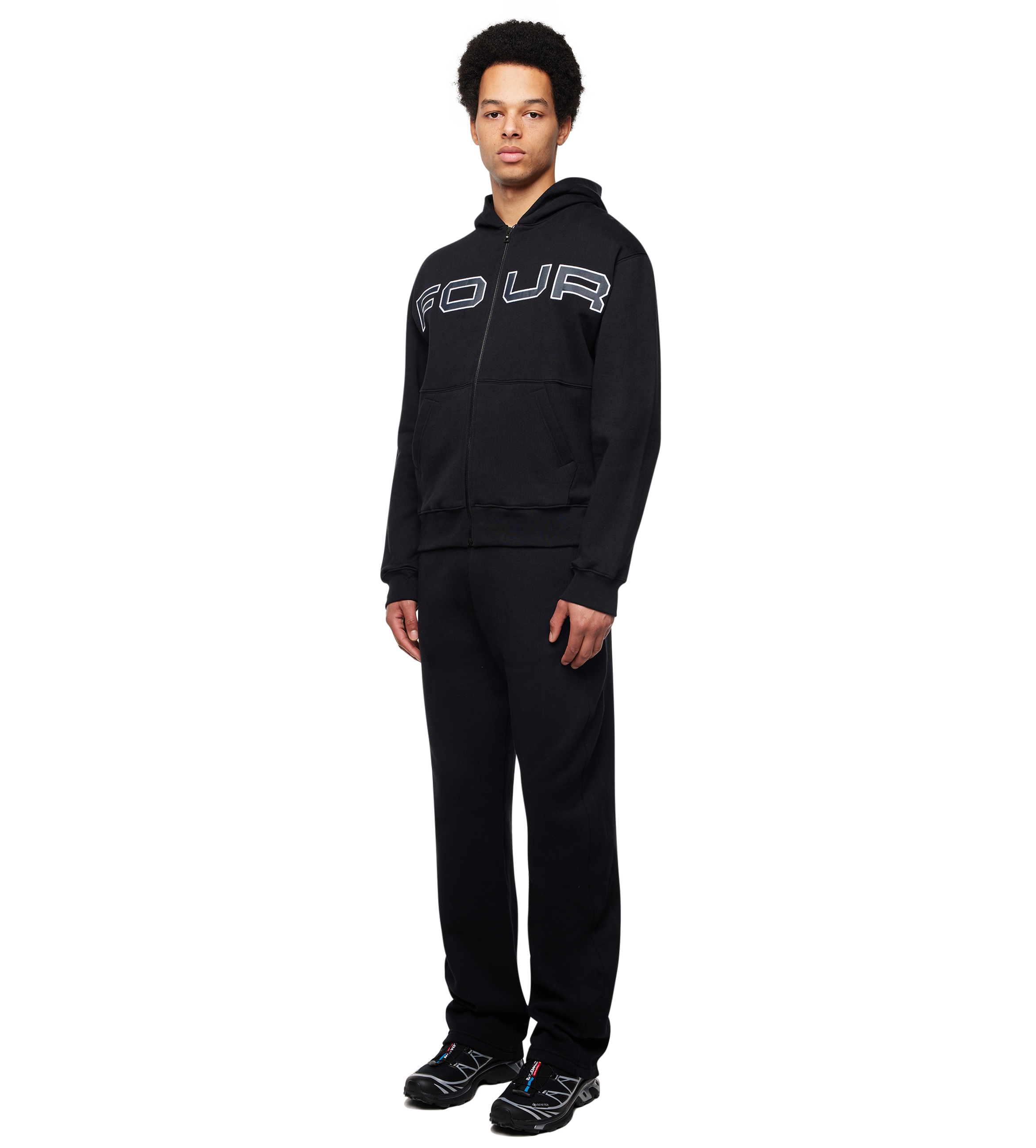 Bold Zip Up Hoodie Black