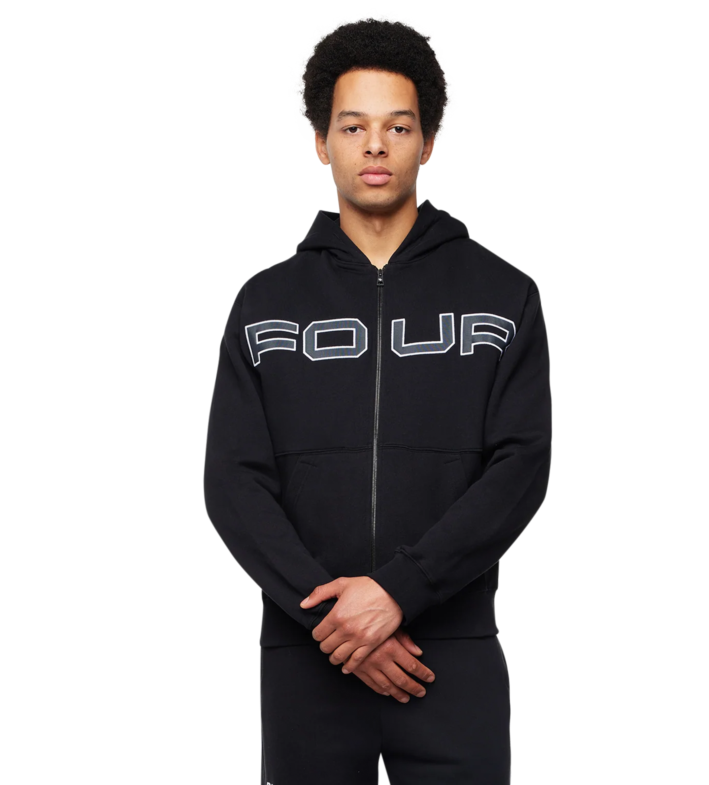 Bold Zip Up Hoodie Black