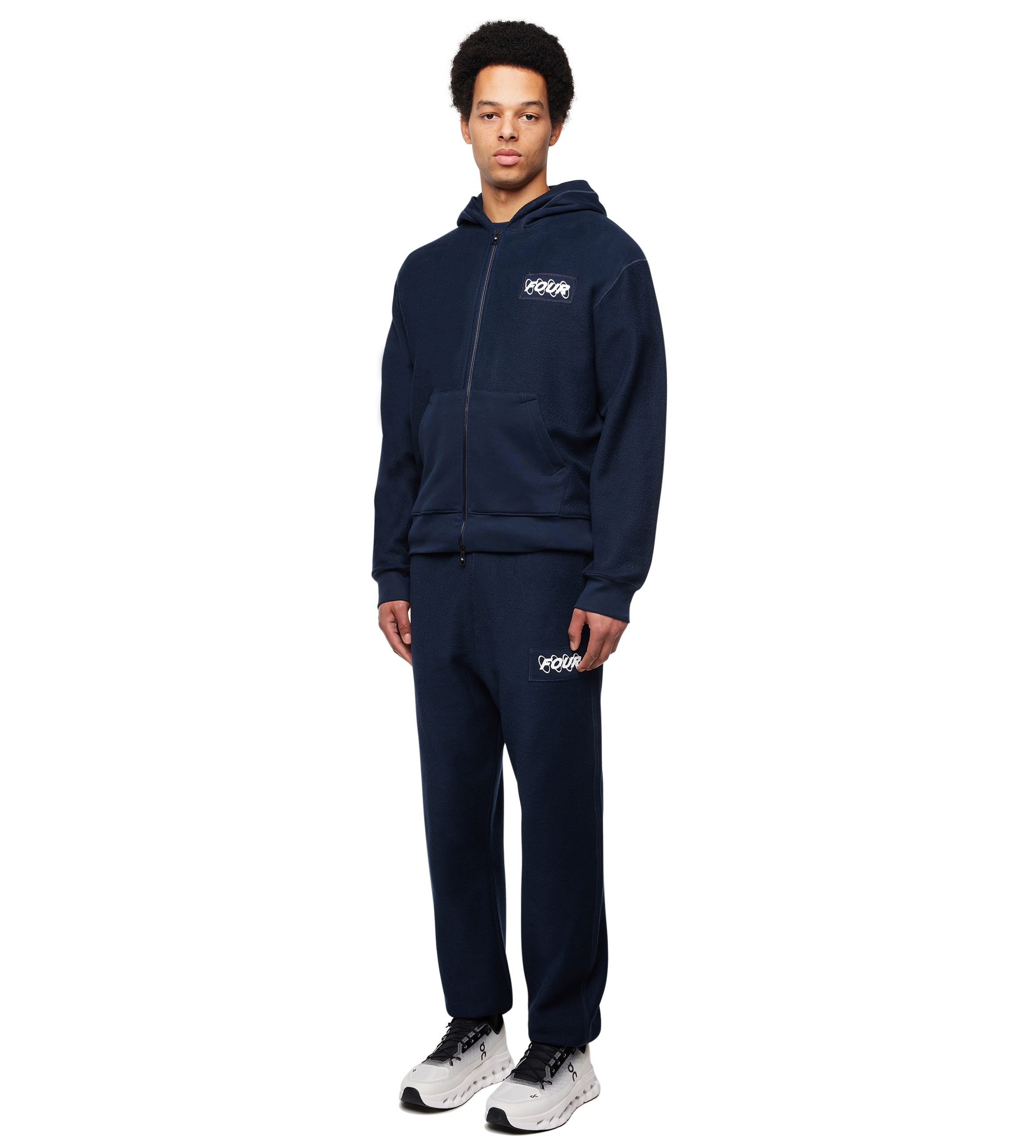 Circles Inside Out Zip Up Hoodie Marine Blue
