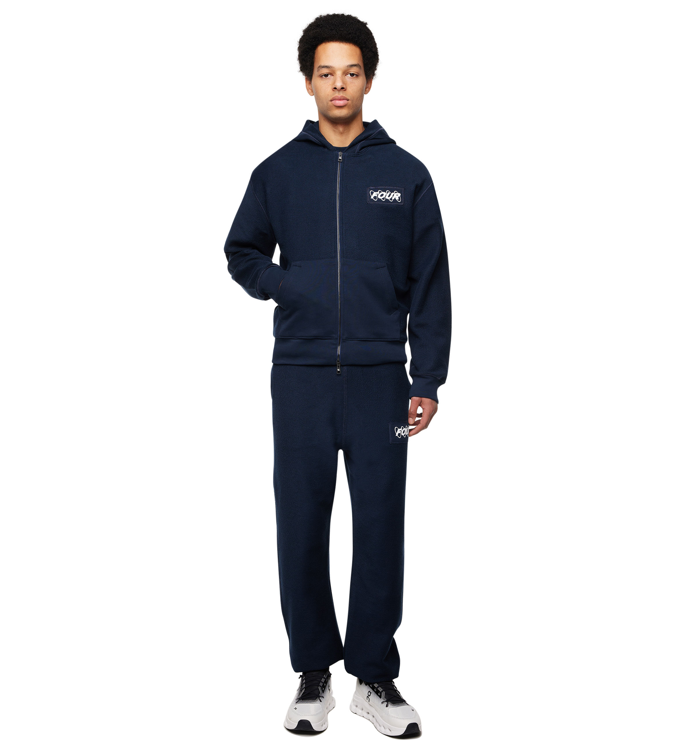 Circles Inside Out Zip Up Hoodie Marine Blue