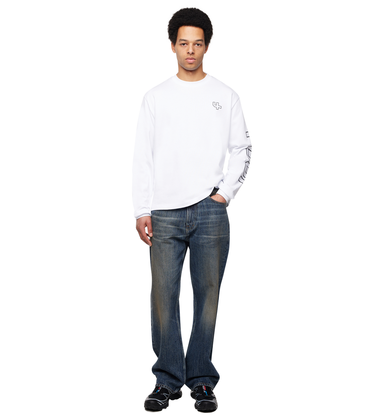 Outline Logo Longsleeve White