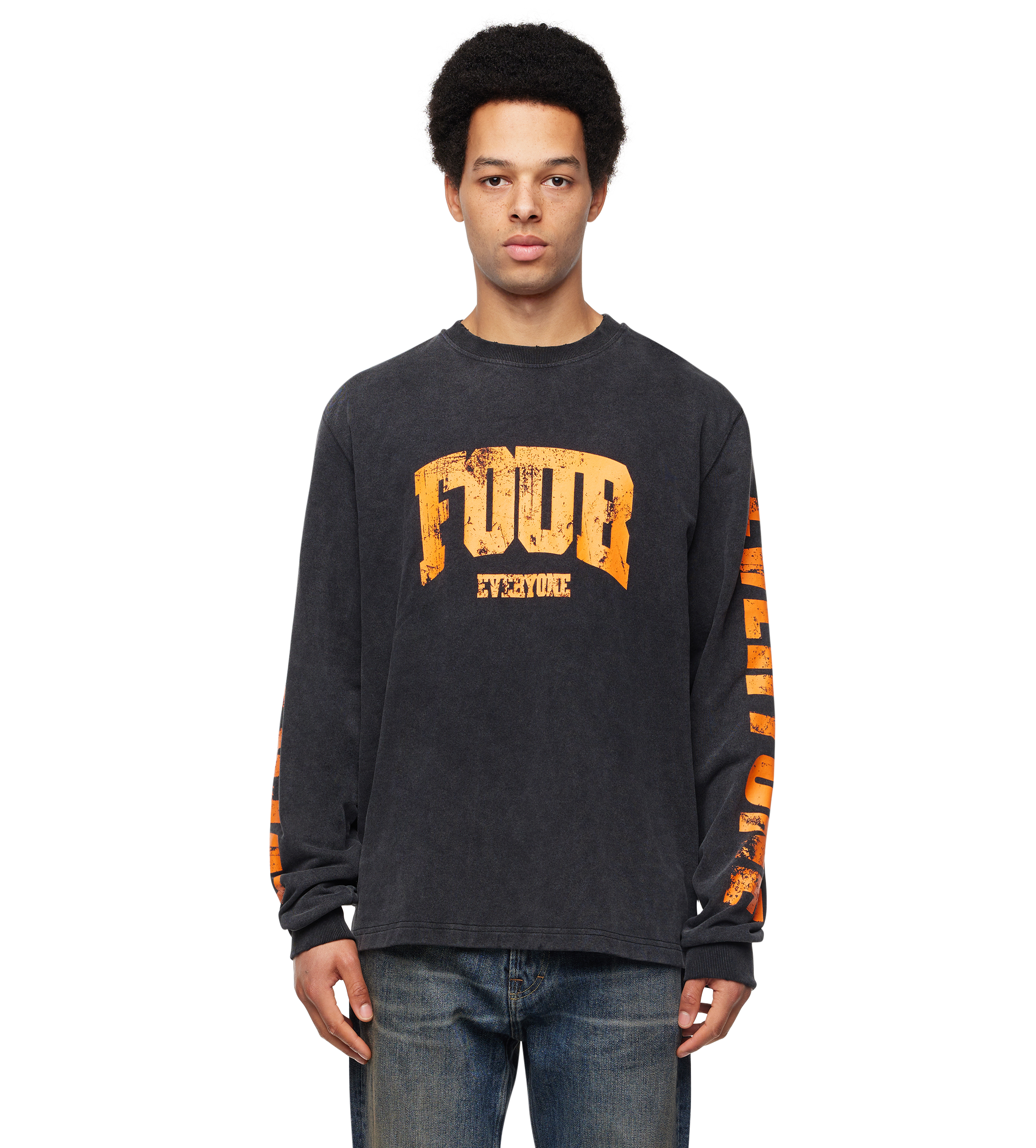Four Everyone Longsleeve Washed Black/ Orange