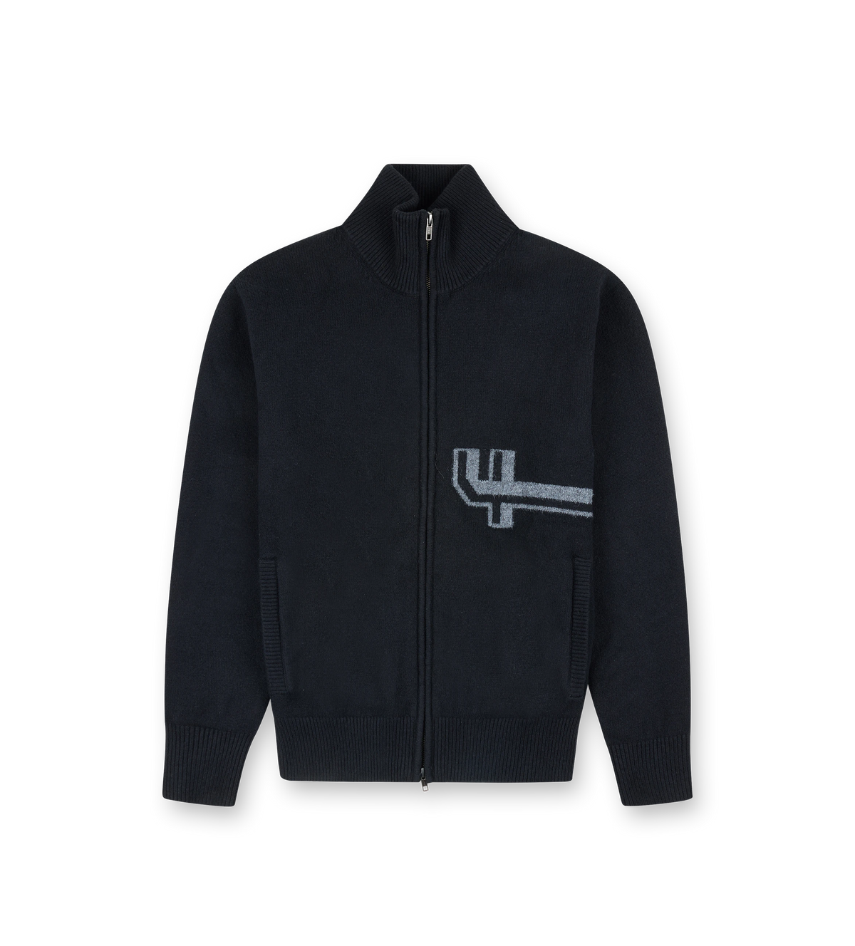 Knitted Zip Up Black/ Dark Grey