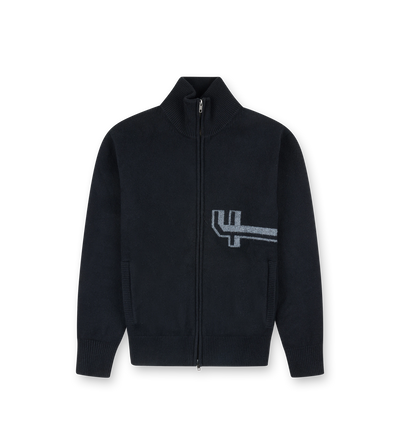 Knitted Zip Up Black/ Dark Grey