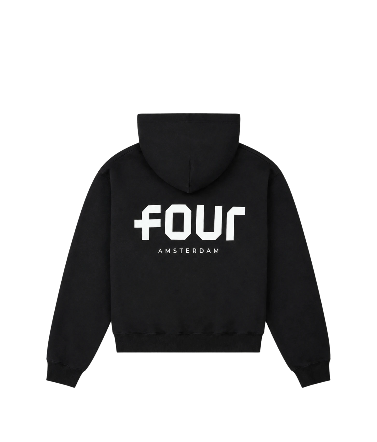 Logo Boxy Zip Up Hoodie Black