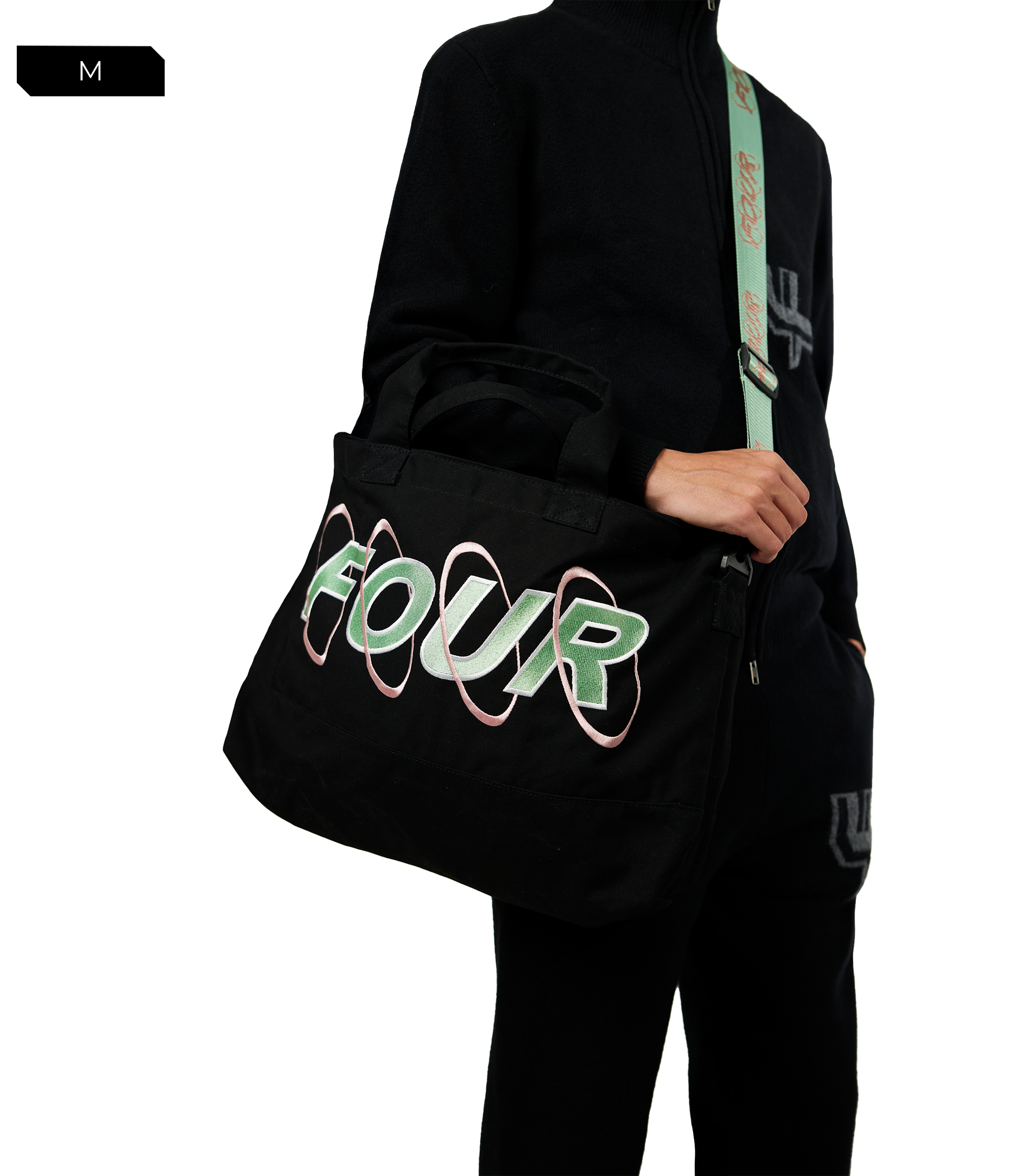 Circles Embroidery Shopper Matcha