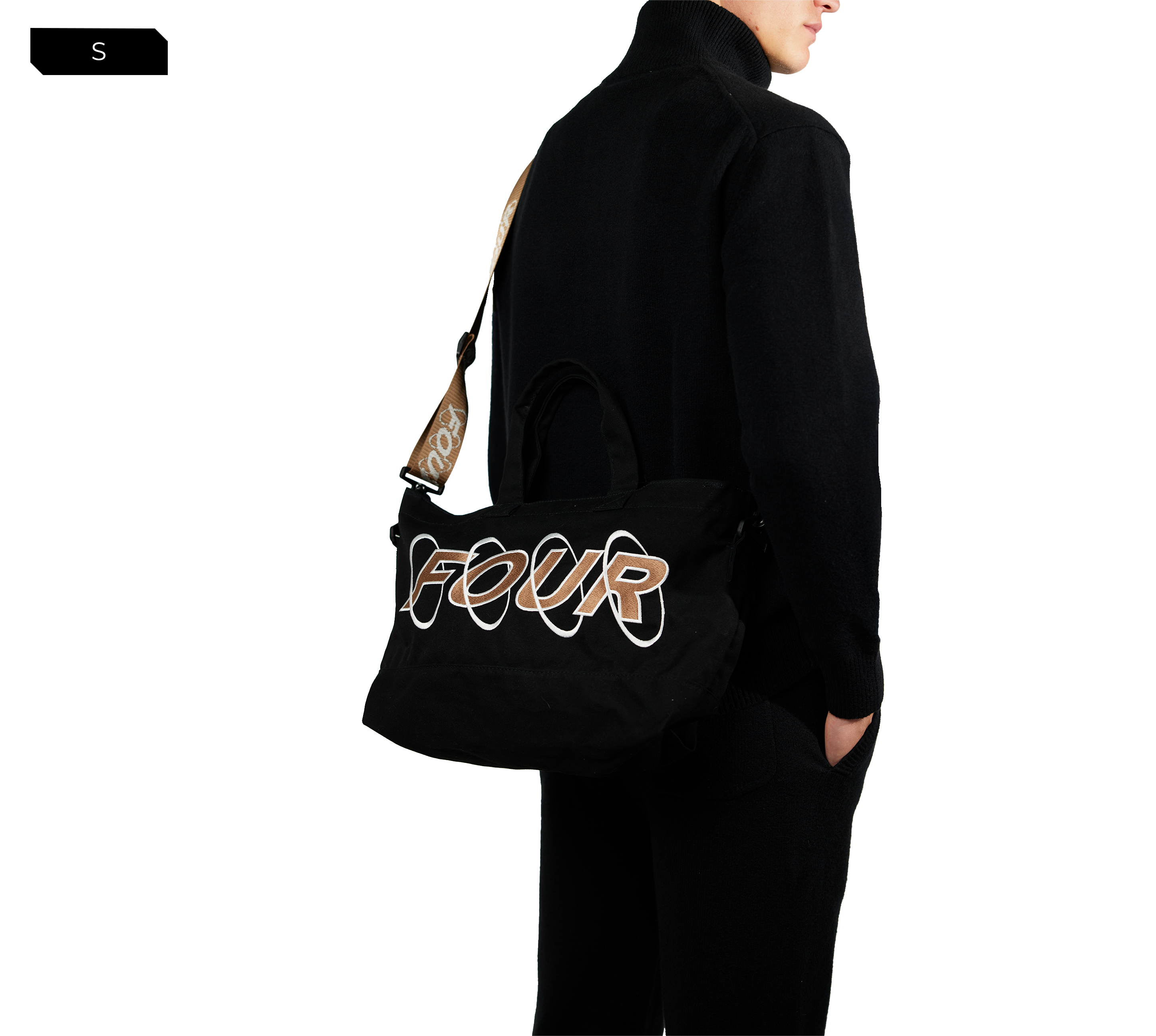 Circles Embroidery Shopper Cappuccino