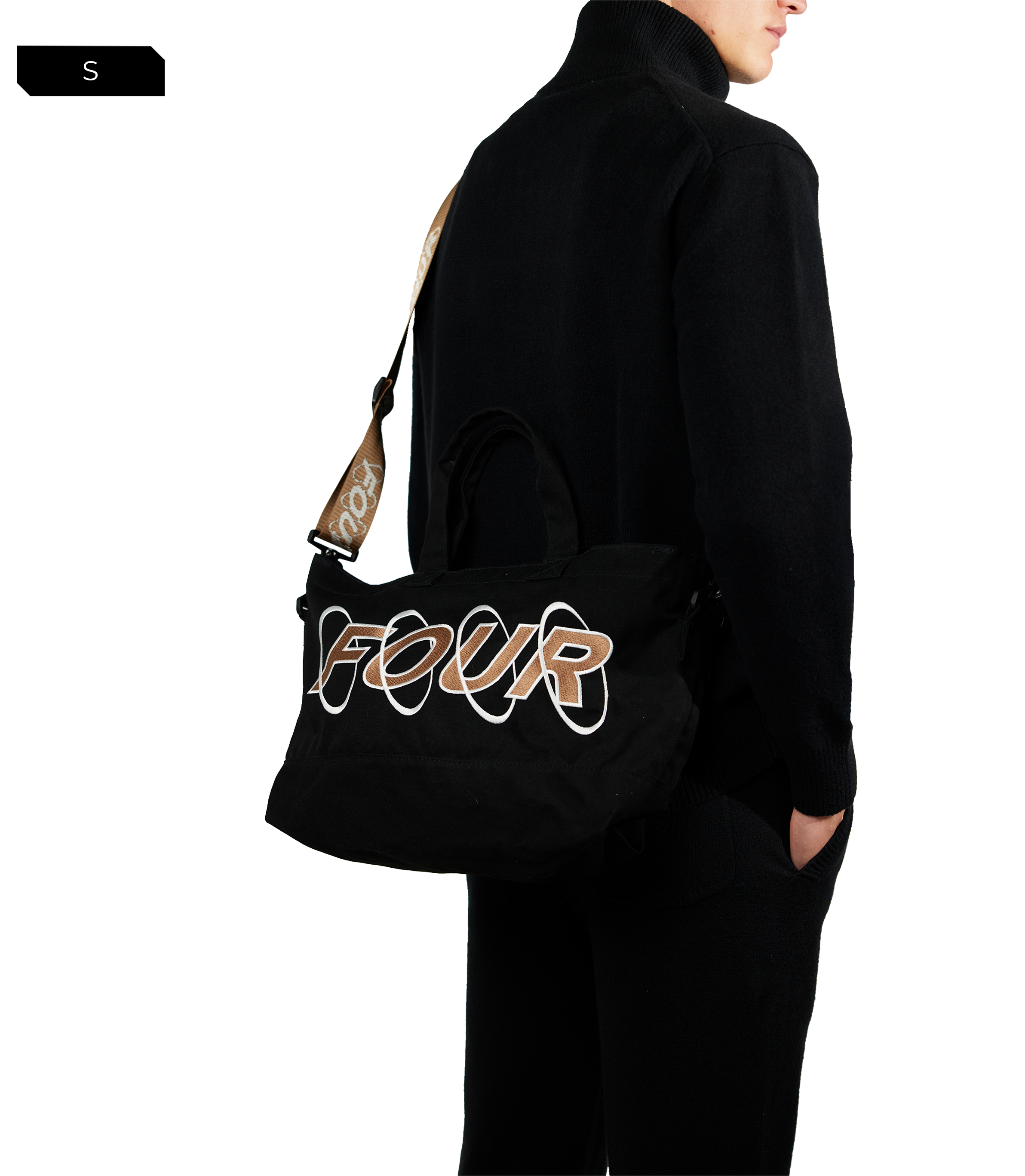 Circles Embroidery Shopper Cappuccino
