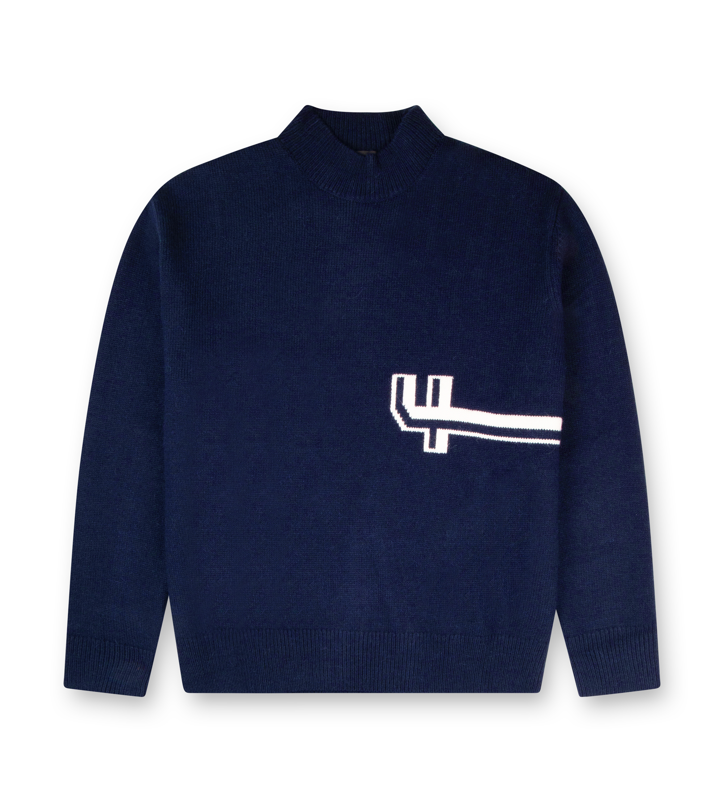 Knitted Crewneck Marine Blue/ White
