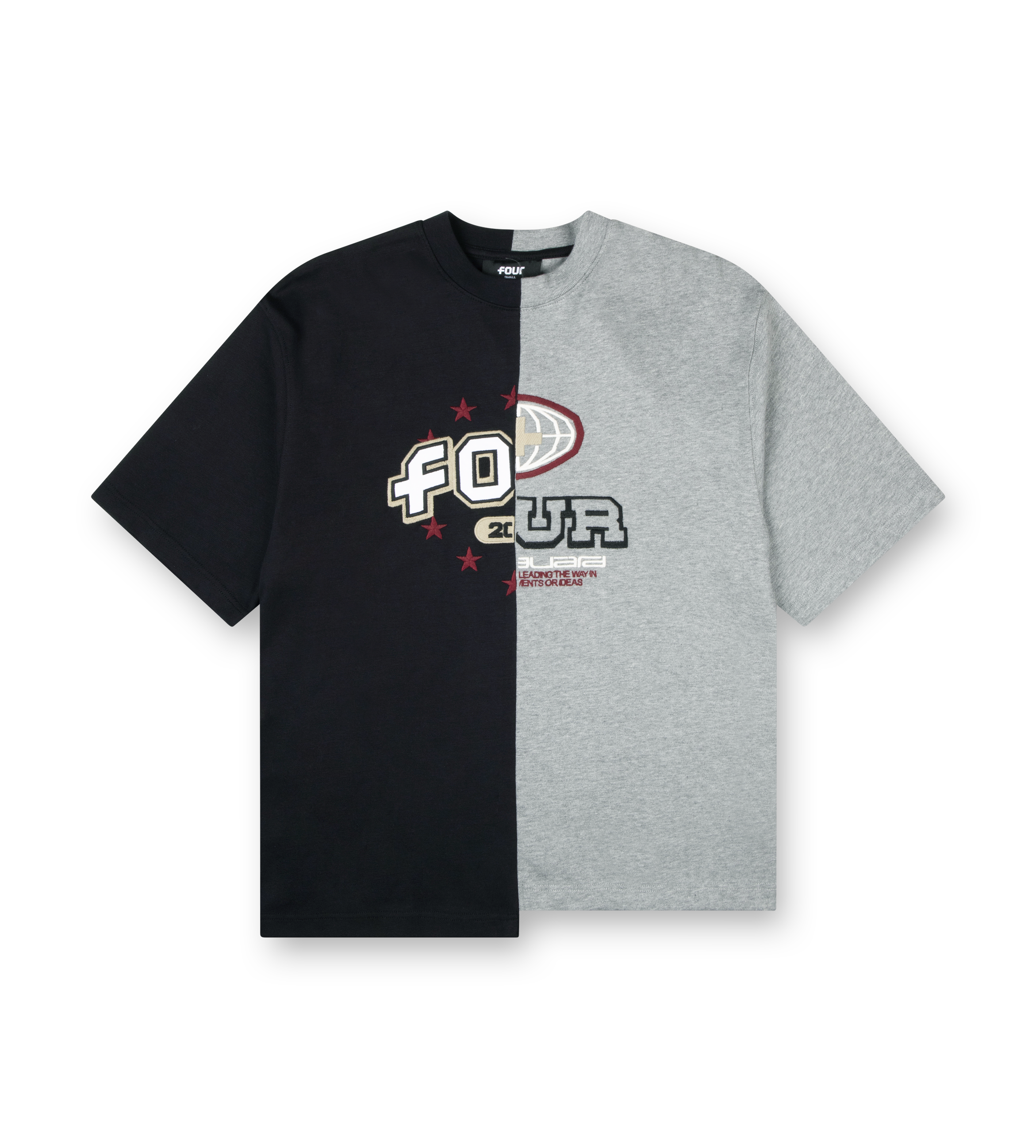 Split T-Shirt Black/ Grey Melange