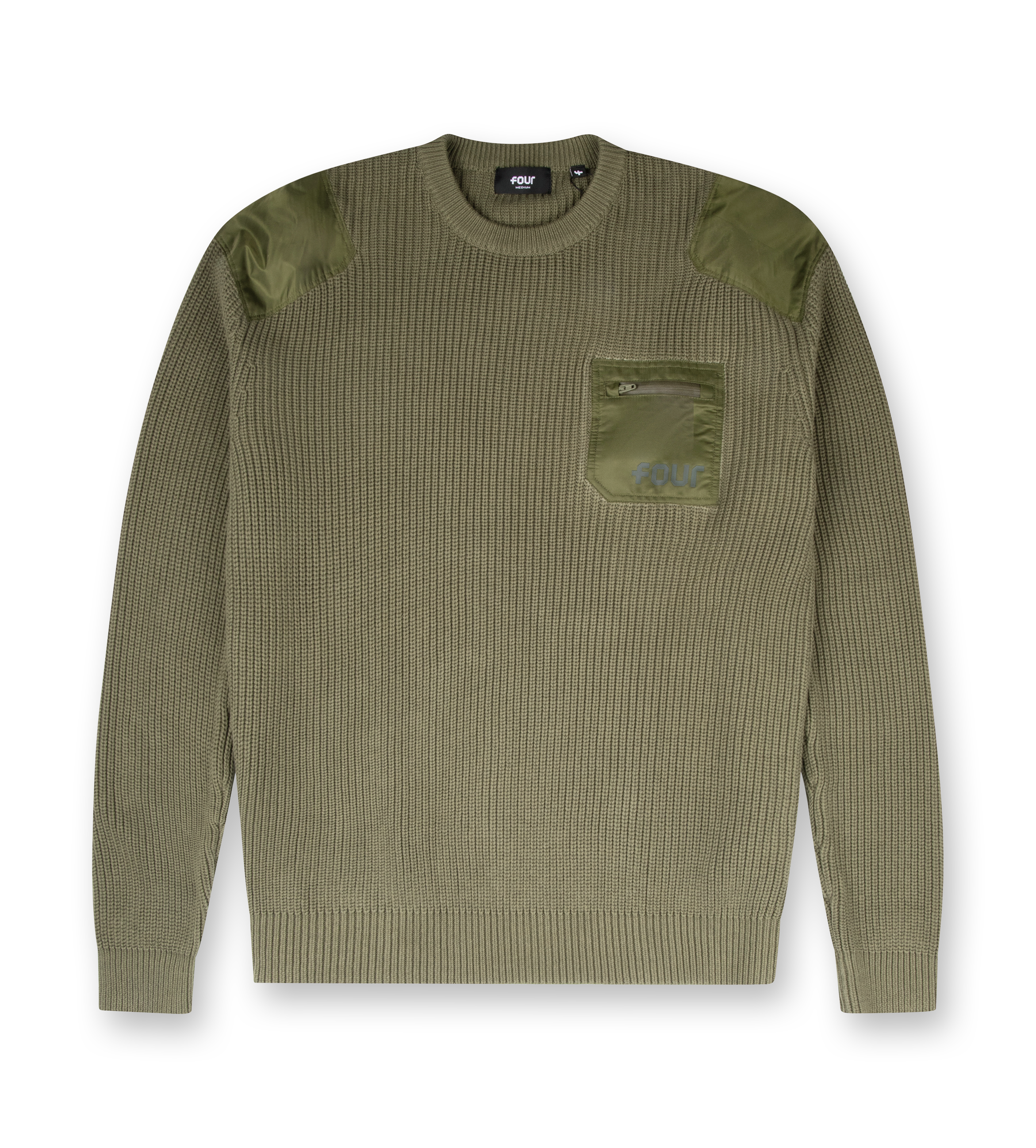 Logo Knitted Crewneck Nylon Moss Green