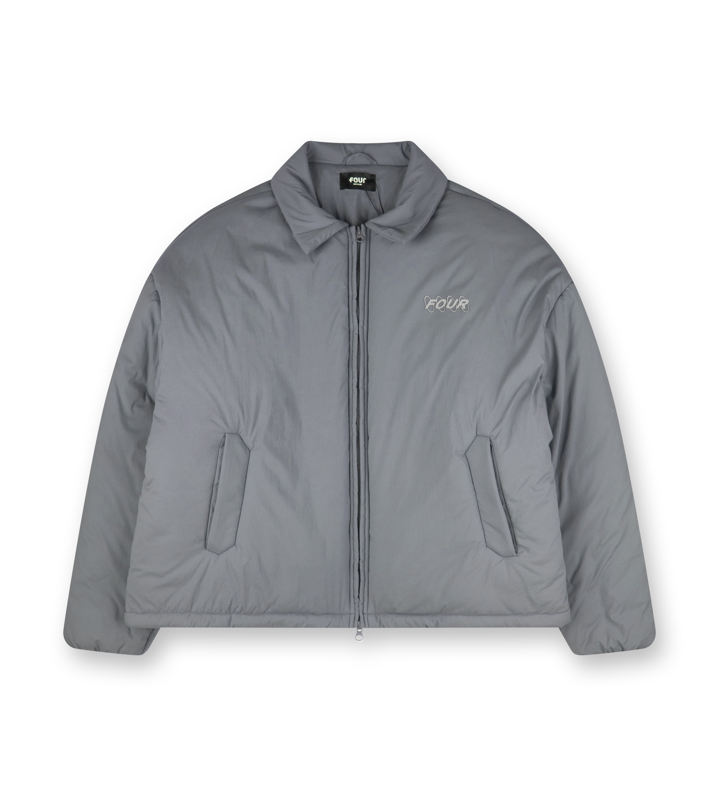Circles Light Padded Nylon Shirt Jacket Dark Grey