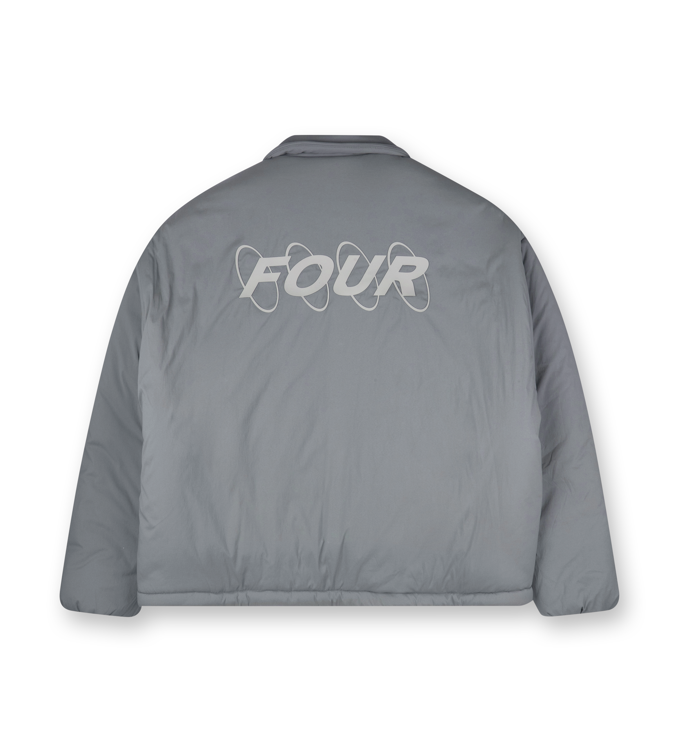 Circles Light Padded Nylon Shirt Jacket Dark Grey