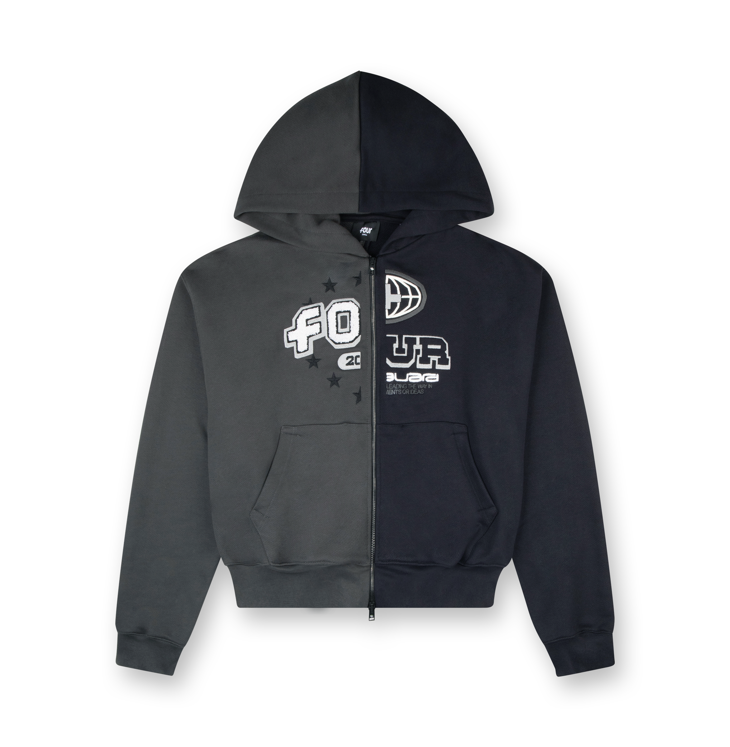 Split Zip Up Hoodie Black/ Raven