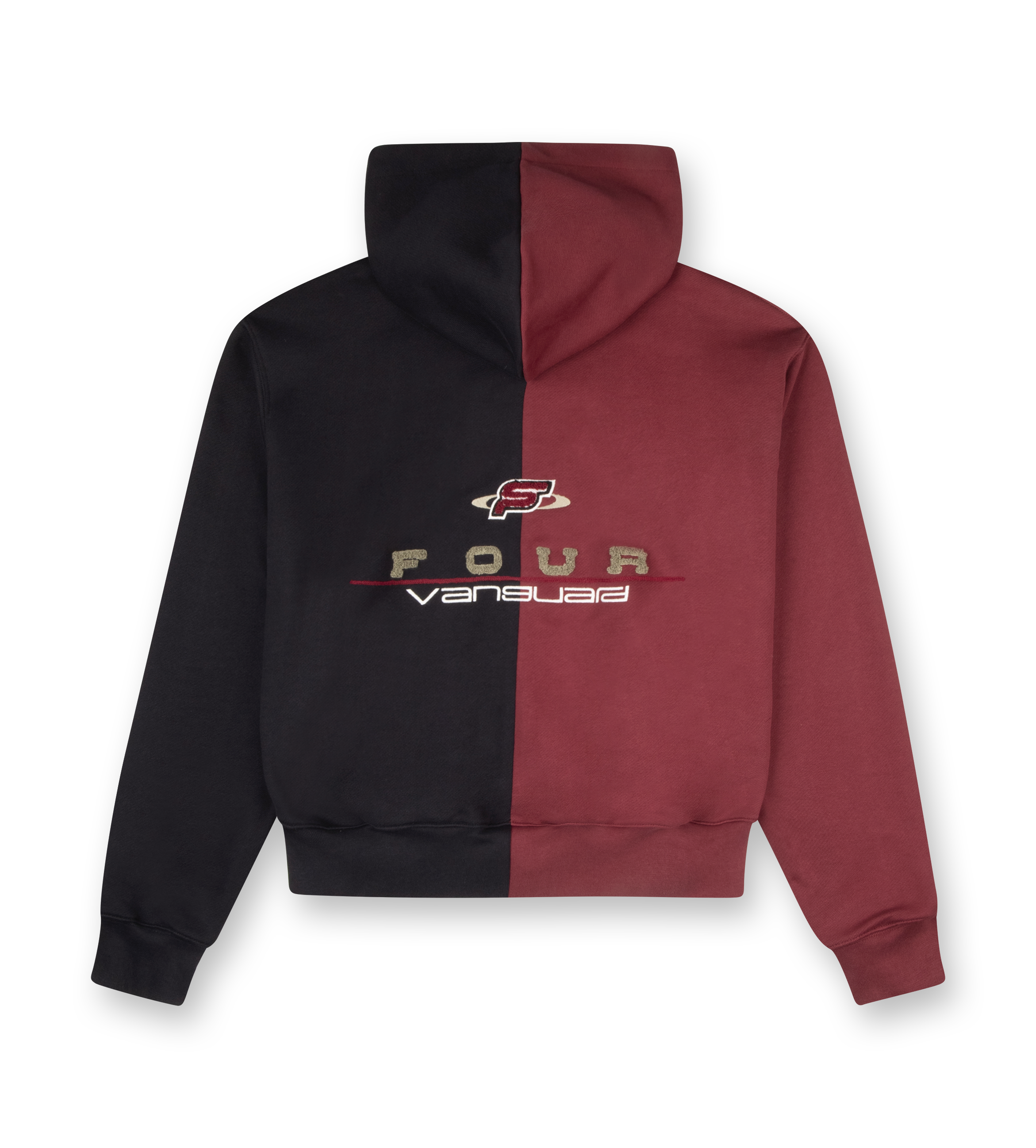 Split Zip Up Hoodie Black/ Pomegranate