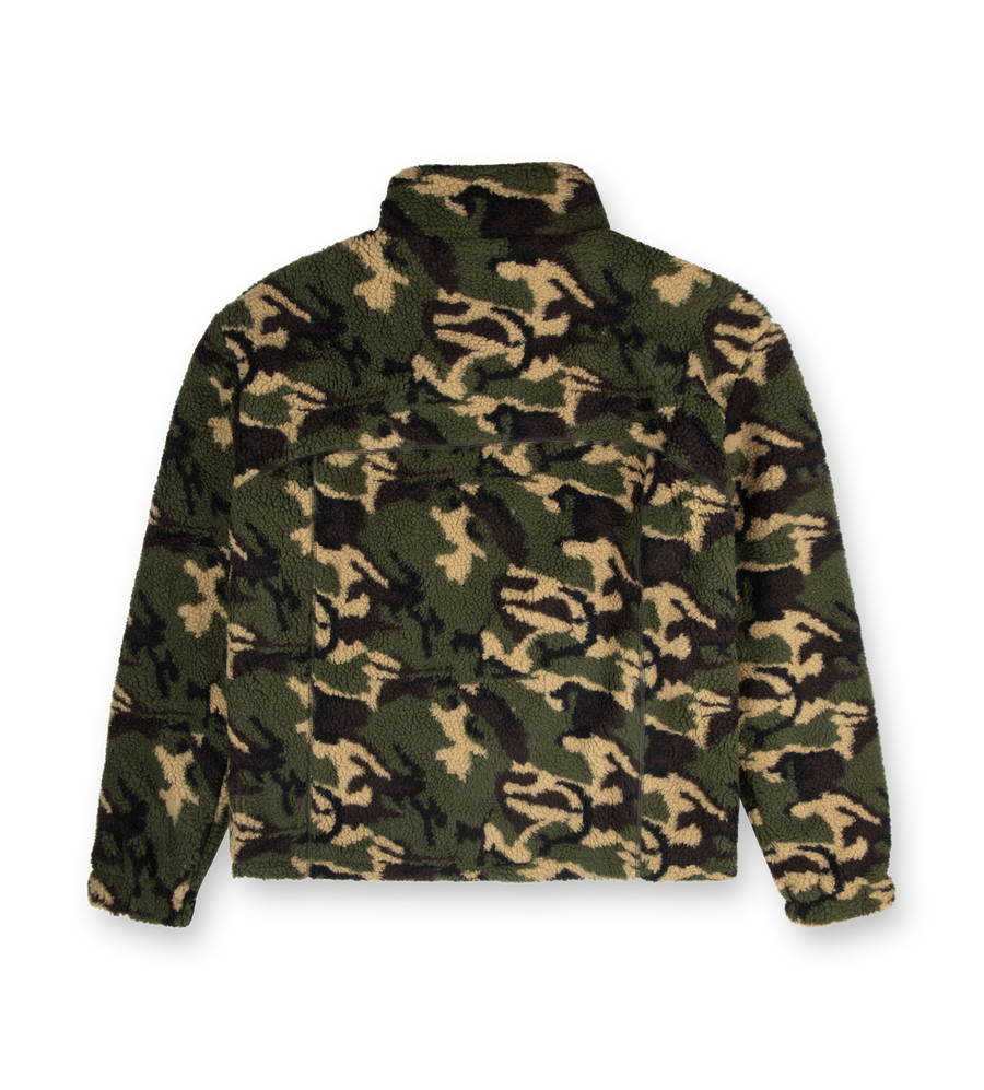 Square Logo Sherpa Zip Up Camo