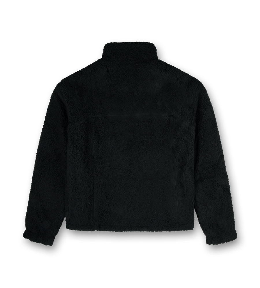 Square Logo Sherpa Zip Up Black