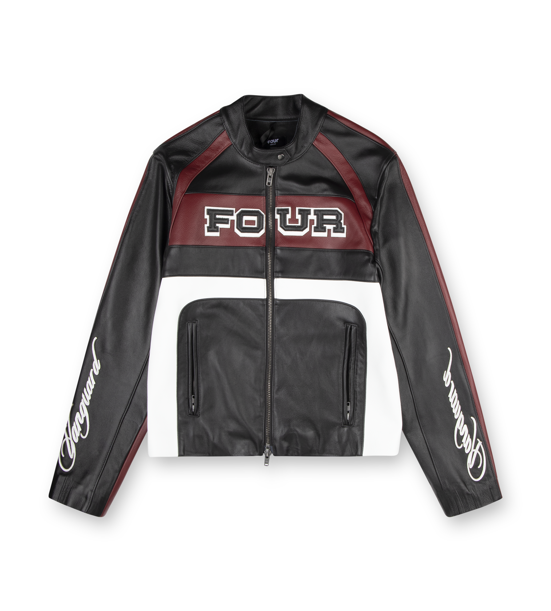 Leather Motor Jacket Black/ Red