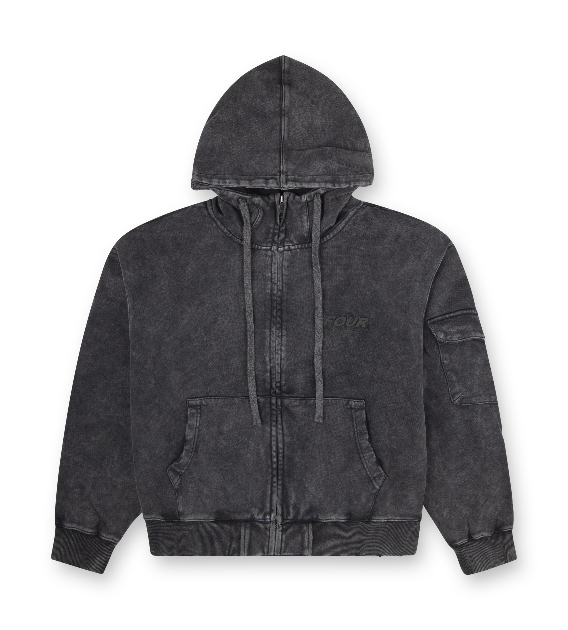 Circles Boxy Zip Up Hoodie Washed Black – FOUR Amsterdam Circles Boxy Zip Up Hoodie Washed Black – FOUR Amsterdam