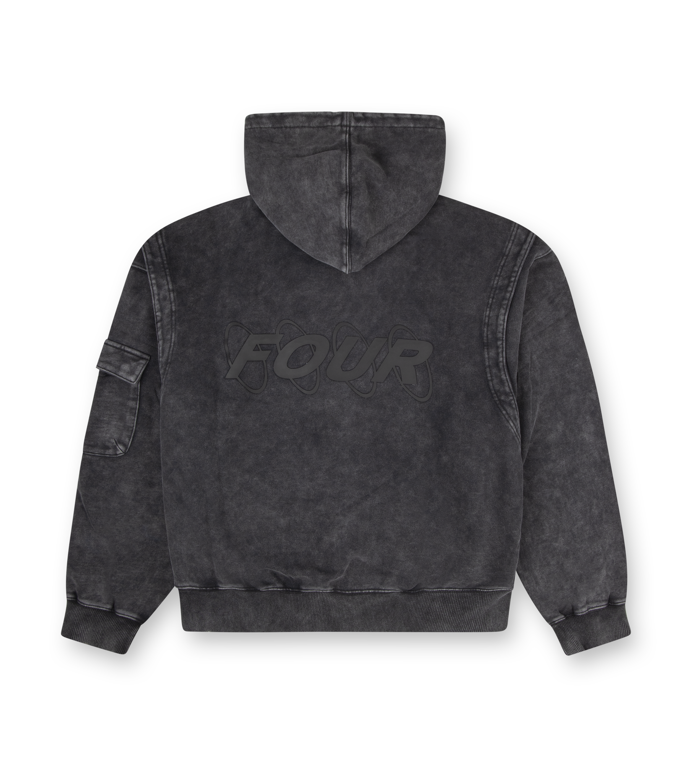 Circles Boxy Zip Up Hoodie Washed Black