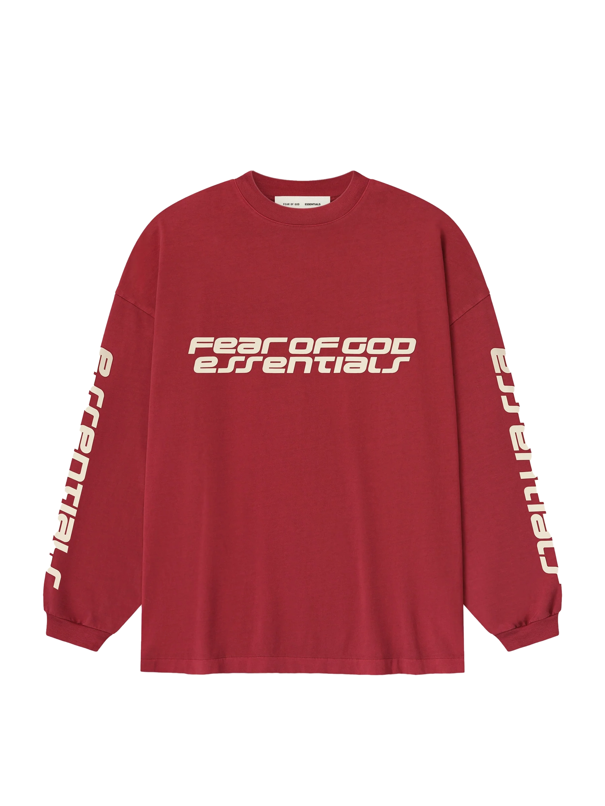 Fear of God Essentials 90s Long Sleeve Tee in Crimson